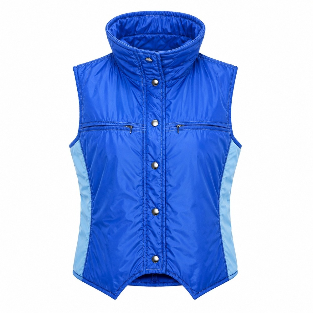 Vintage Beconta 80s Puffer Vest Blue Two Tone Retro Ski Sleeveless Women's Med